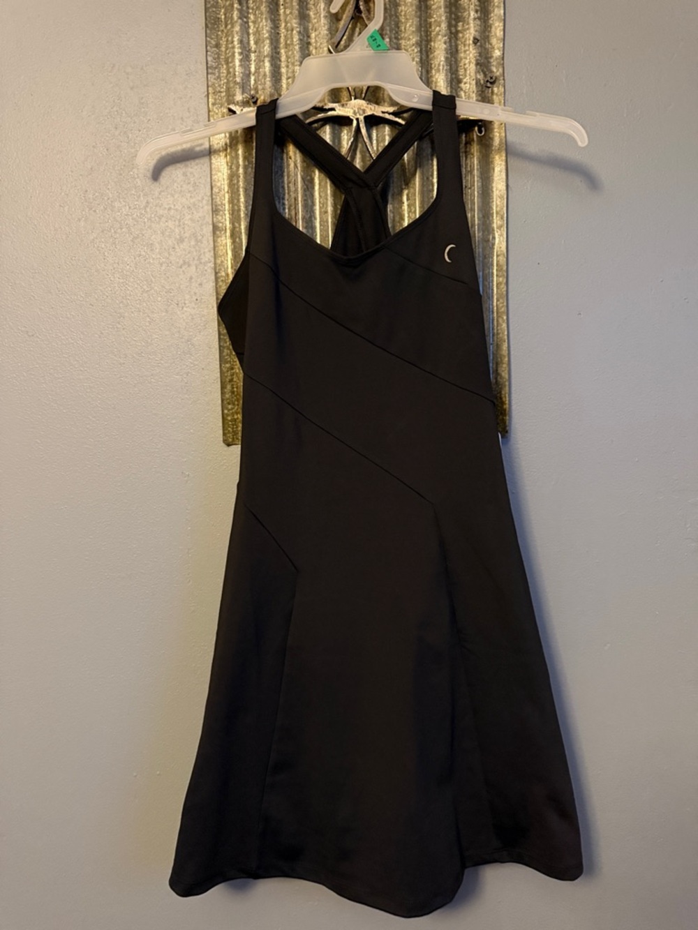 ZYIA Black One-Shoulder Crossback Athletic Dress